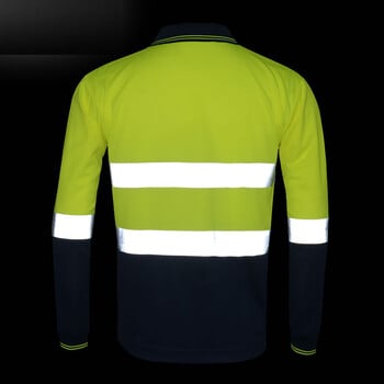 Ανδρικά μπλουζάκια πόλο Hi Vis Υψηλής ορατότητας αντανακλαστικό μακρυμάνικο πουκάμισο εργασίας ασφαλείας δίχρωμο ανδρικό πουκάμισο