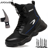 Visoke muške zaštitne cipele Radne tenisice otporne na probijanje Lagane radne cipele Muške cipele s čeličnim prstima Zaštitne čizme Indestructible Sh