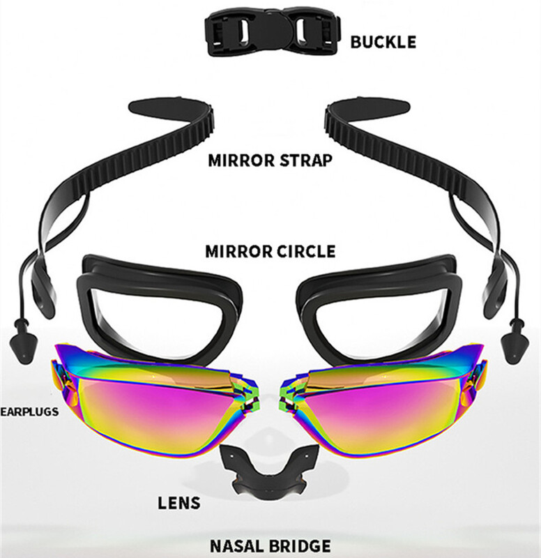 ARENA Ochelari de înot profesionali anti-aburire pentru adulți cu dopuri pentru urechi, bărbați, femei, ochelari de înot rezistenti la scurgeri, reglabili cu protecție UV