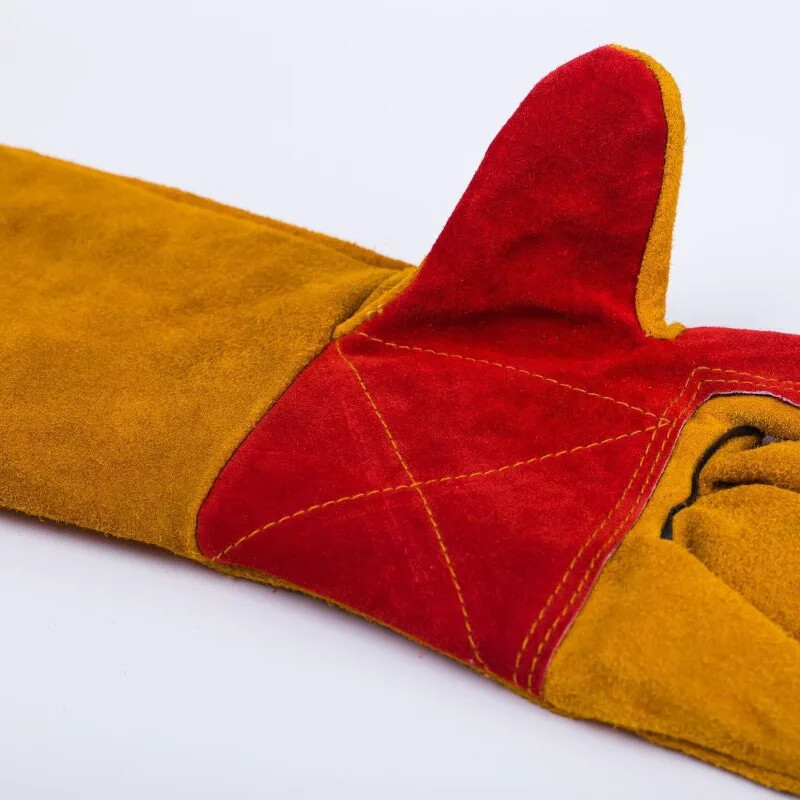 23,6-инчови кожени ръкавици за заваряване с дълги ръкави, топлоустойчиви ръкавици за печка и барбекю, устойчиви на пробиване ръкавици за Gard