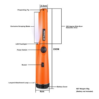 Pinpointer Ανιχνευτής μετάλλων GP Pointer Professional 360° Gold Finder Handheld Treasure Hunter Probe Position Rods IP68 Waterproof