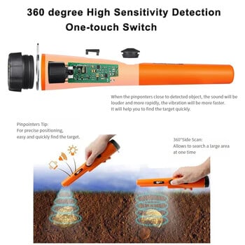 Pinpointer Ανιχνευτής μετάλλων GP Pointer Professional 360° Gold Finder Handheld Treasure Hunter Probe Position Rods IP68 Waterproof