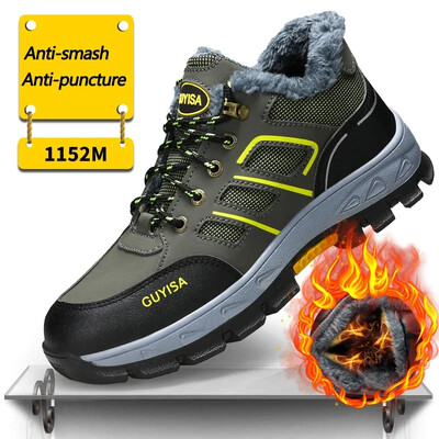 Cizme de iarnă pentru bărbați, pantofi de muncă, pantofi de siguranță, pantofi de alpinism anti-punctură, vârf de oțel, cizme de lucru, anti-spărtură, pantofi indestructibili