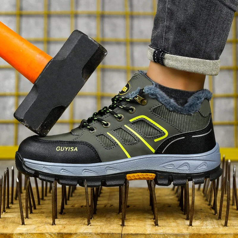 Cizme de iarnă pentru bărbați, pantofi de muncă, pantofi de siguranță, pantofi de alpinism anti-punctură, vârf de oțel, cizme de lucru, anti-spărtură, pantofi indestructibili