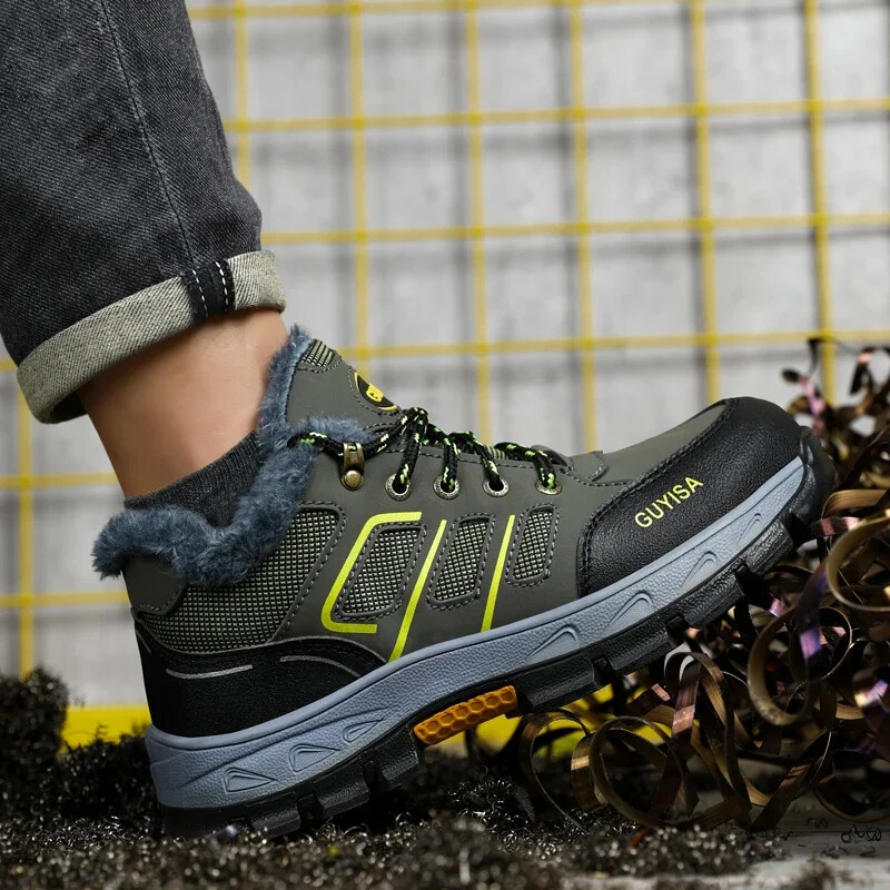 Cizme de iarnă pentru bărbați, pantofi de muncă, pantofi de siguranță, pantofi de alpinism anti-punctură, vârf de oțel, cizme de lucru, anti-spărtură, pantofi indestructibili