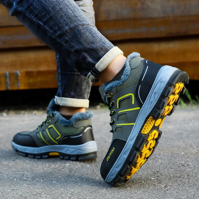 Cizme de iarnă pentru bărbați, pantofi de muncă, pantofi de siguranță, pantofi de alpinism anti-punctură, vârf de oțel, cizme de lucru, anti-spărtură, pantofi indestructibili