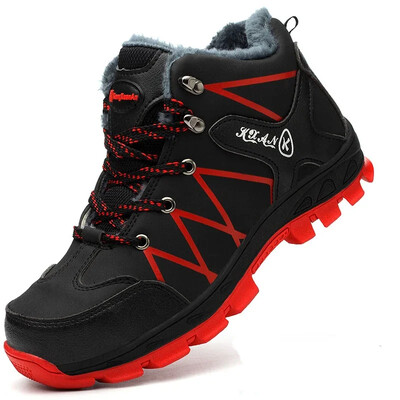 Pantofi de siguranță pentru muncă pentru bărbați Cizme de iarnă pentru drumeții în aer liber Cizme de pluș pentru zăpadă calde Pantofi cu vârf de oțel Pantofi de lucru anti-spărțire și anti-punctură Nou