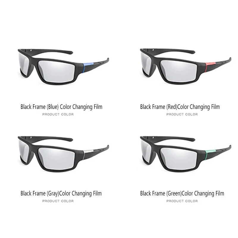 Fotokroomsed rattaprillid Värvimuutused Prillid Meeste Päikeseprillid Mootorrattad Spordiprillid Kalastuskaitse Polariseeritud Prillid