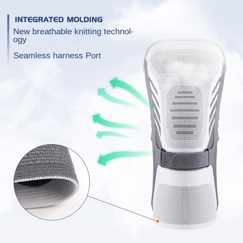 Sport põlvekaitsmete kompressioonjala varrukas – põlvetugid külgmiste stabilisaatorite ja põlvekedra kõõluse rihmaga põlvevalu, meniski rebenemise korral