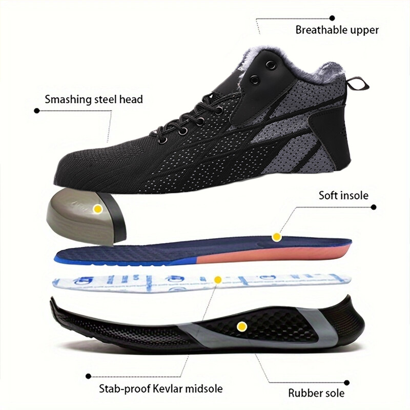 Talvised kaitsejalatsid Meeste soojad turvajalatsid Mugavad purunemisvastased torkevastased tööjalatsid Terasest varbaga Meeste töösaapad