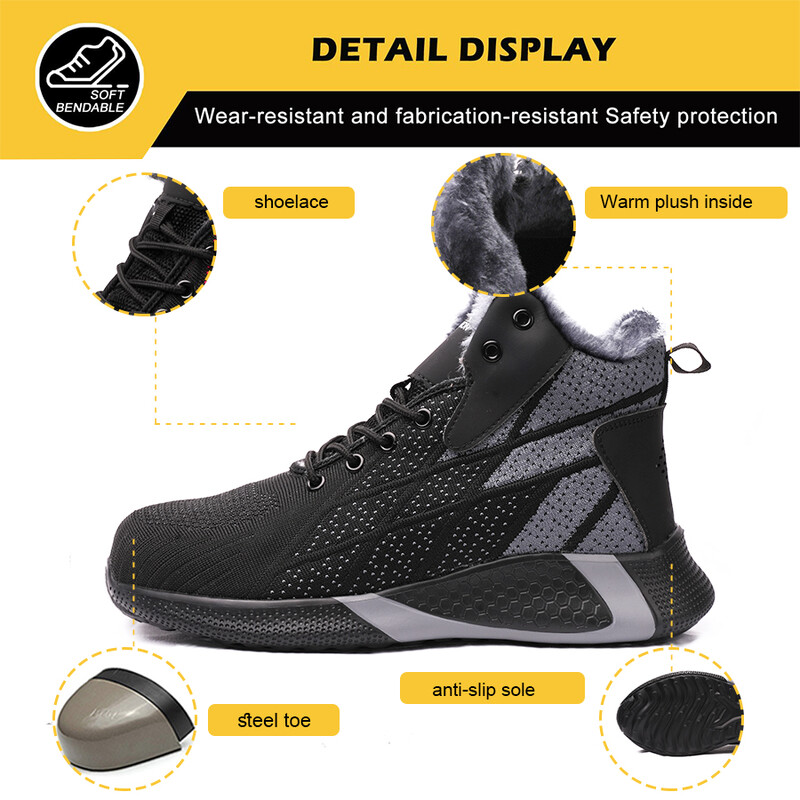 Talvised kaitsejalatsid Meeste soojad turvajalatsid Mugavad purunemisvastased torkevastased tööjalatsid Terasest varbaga Meeste töösaapad