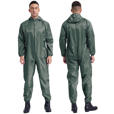 Täiskasvanute antistaatiline tolmukindel töökostüüm, massiivne kapuutsiga kombinesoonid, töökoja mehaaniku vormipihustiga kattega bodid