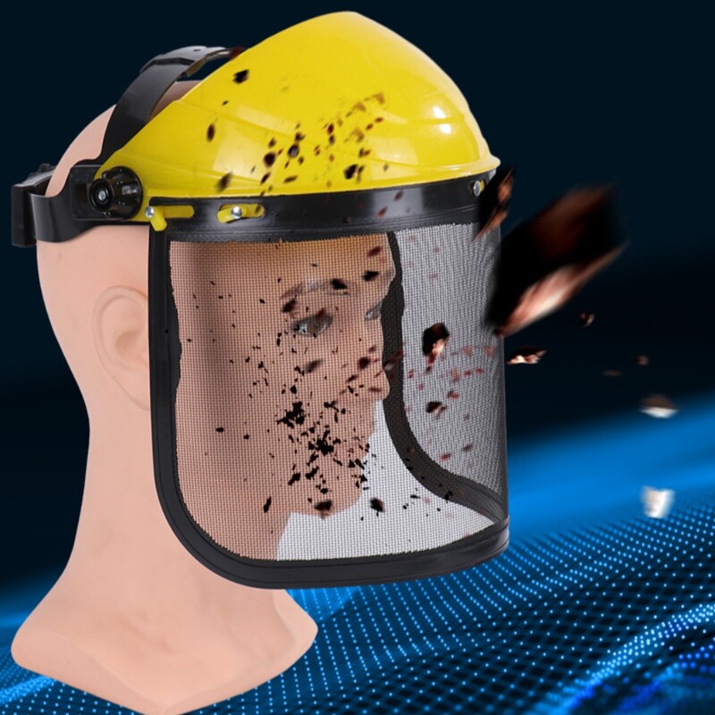 Uus metallvõrgust mootorsae kiiver reguleeritav käsnvooder võrk näokaitse hingav pritsmekaitse kaitsemask õues