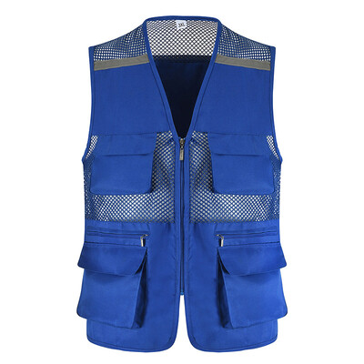 Reflektirajući radni prsluk s džepovima i patentnim zatvaračem Prozračni mrežasti prsluk Muški za građevinarstvo Ribarski prsluk s reflektorima
