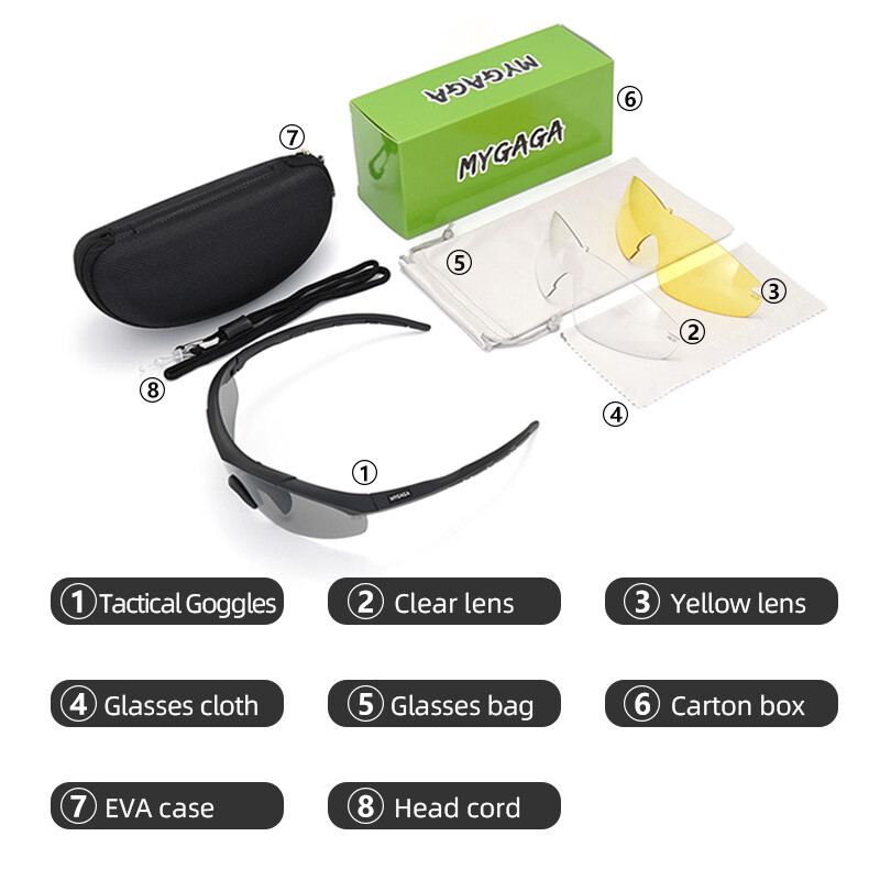 3 objektiiviga taktikaliste kaitseprillide komplekt Tuulekindel tolmukindel CS sõjalised kuulikindlad päikeseprillid Mootorratta mägironimisprillid