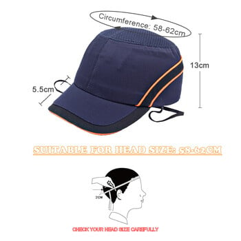 Νέο Bump Safe Cap Προστατευτικό καπέλο Baseball Προστατευτικό Hi-Viz Αντισύγκρουση Κράνος σκληρού καπέλου Προστασία κεφαλής Ασφάλεια εργασίας Επισκευή