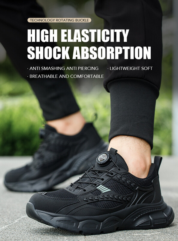 Бутон за въртене Предпазни обувки Мъжки Дамски защитни работни маратонки Неразрушими стоманени пръсти Работни предпазни ботуши Мъжки големи размери 47 48