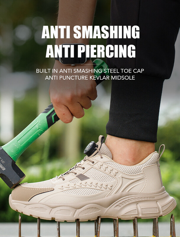Бутон за въртене Предпазни обувки Мъжки Дамски защитни работни маратонки Неразрушими стоманени пръсти Работни предпазни ботуши Мъжки големи размери 47 48