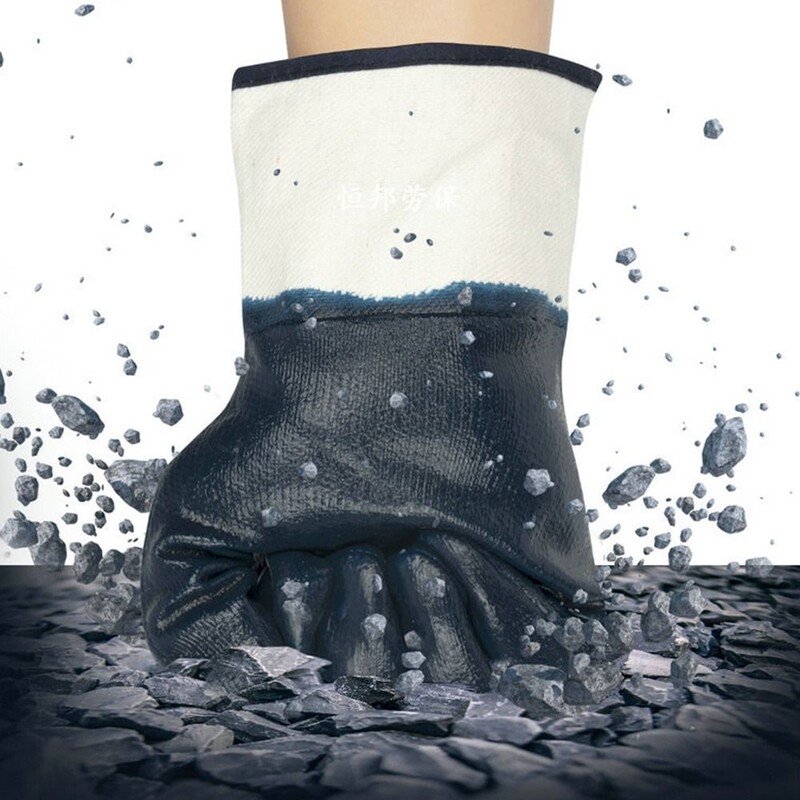 Сини потопени гумени ръкавици Водоустойчиви маслоустойчиви удебелени работни ръкавици 26 см Анти-термични заваръчни консумативи Ръкавици за ремонт на автомобили