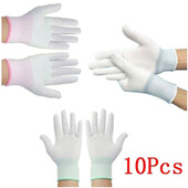 5 perechi de mănuși antistatice mănuși de lucru electronice antistatice ESD, acoperite cu palma, degetul acoperit cu PU, antiderapant pentru protecția degetelor