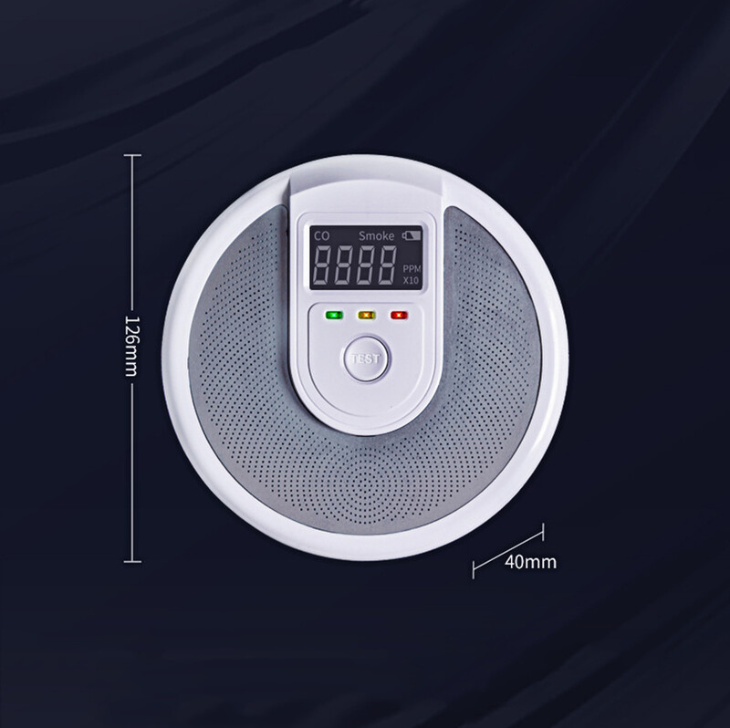 2 vienā Neatkarīgs CO dūmu signalizācijas ugunsdrošības dūmu detektors kompozītmateriāla oglekļa monoksīda sensors mājas biroja skolai