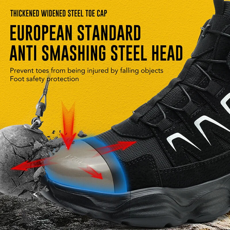 Въртящи се бутони Работни предпазни ботуши Мъжки обувки със стоманени пръсти Устойчиви на пробиване Защитни леки неразрушими обувки Мъжки обувки