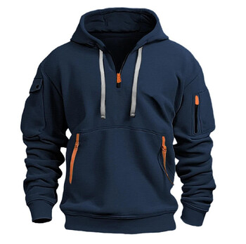 Ανδρικά φούτερ με μισό φερμουάρ Tactical Hoodies Solid Warm Fleece Στρατιωτικά φούτερ με πολλές τσέπες Ανδρικά μπουφάν με κουκούλα χοντρά πολικά εξωτερικού χώρου