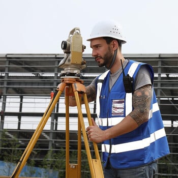 Μπλε γιλέκα ασφαλείας Υψηλής ορατότητας αντανακλαστικά ρούχα εργασίας πολλαπλών τσέπες Traffic εργάτης οικοδομών Φθορίζον γιλέκο