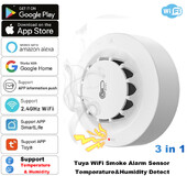 Tuya WiFi alarm za dim Senzor za temperaturu i vlažnost Detektor dima Protupožarni alarm Kombinacija pušnica Vatrogasci