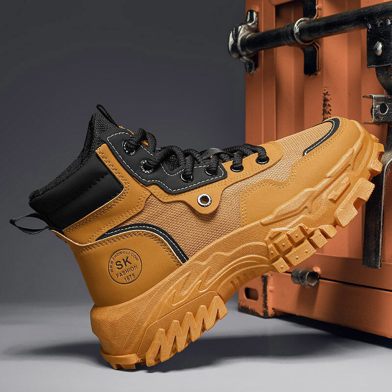 Cizme de lucru pentru bărbați, iarnă, cu șireturi, pantofi pentru bărbați, calduri, pentru siguranță industrială, mărime 45 în promoție, design anti-alunecare, modă ieftină