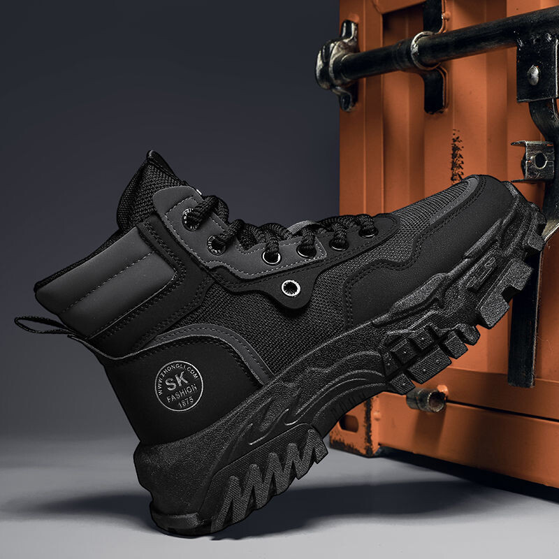 Cizme de lucru pentru bărbați, iarnă, cu șireturi, pantofi pentru bărbați, calduri, pentru siguranță industrială, mărime 45 în promoție, design anti-alunecare, modă ieftină
