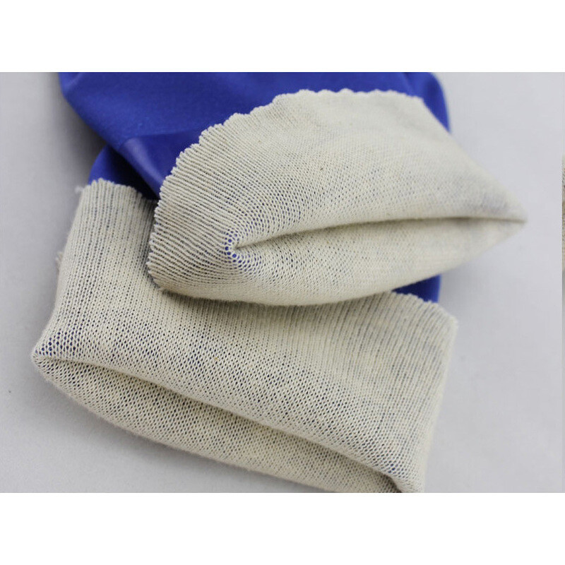 Ръкавици, устойчиви на масло от PVC каучук, устойчиви на киселини и основи, 1 чифт памучни промишлени защитни ръкавици със синя подплата