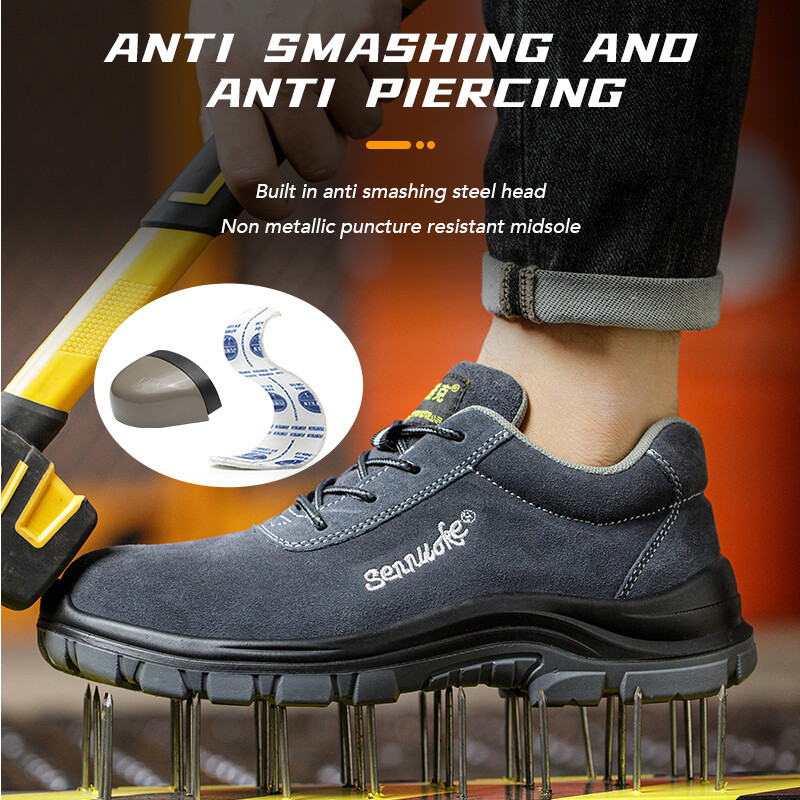 Drošības apavi vīriešiem darbam Vieglas sporta kedas Tērauda pirksti Industria drošības teniss kājām oriģināls