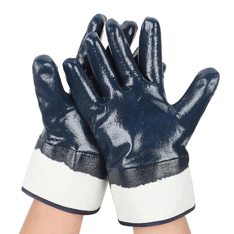 Impregnate cu cauciuc, rezistente la uzură, rezistente la ulei, impermeabile, anti-alunecare, mănuși de protecție pentru mâini întregi din cauciuc nitril