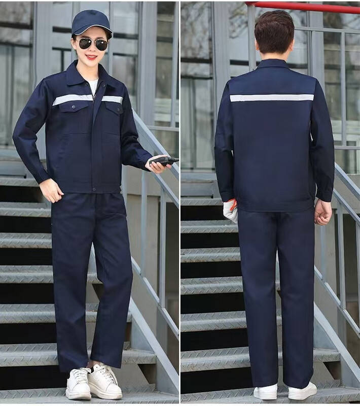 Комплект работно облекло със светлоотразителна лента Мъжко четирисезонно авторемонтно устойчиво на износване и мръсотия фабрично защитно облекло