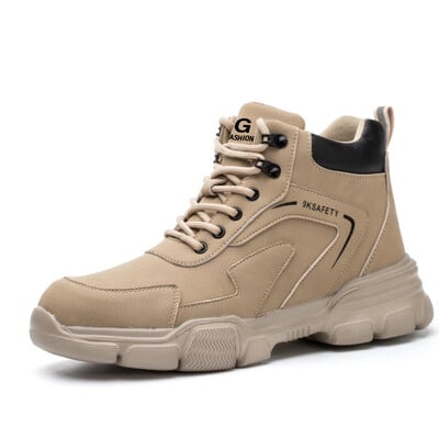 Cizme de iarnă pentru bărbați Cizme de siguranță la locul de muncă Pantofi de protecție de securitate Cizme pentru bărbați Cizme calde de pluș, anti-zdrobire, anti-alunecare, cu vârf de oțel.