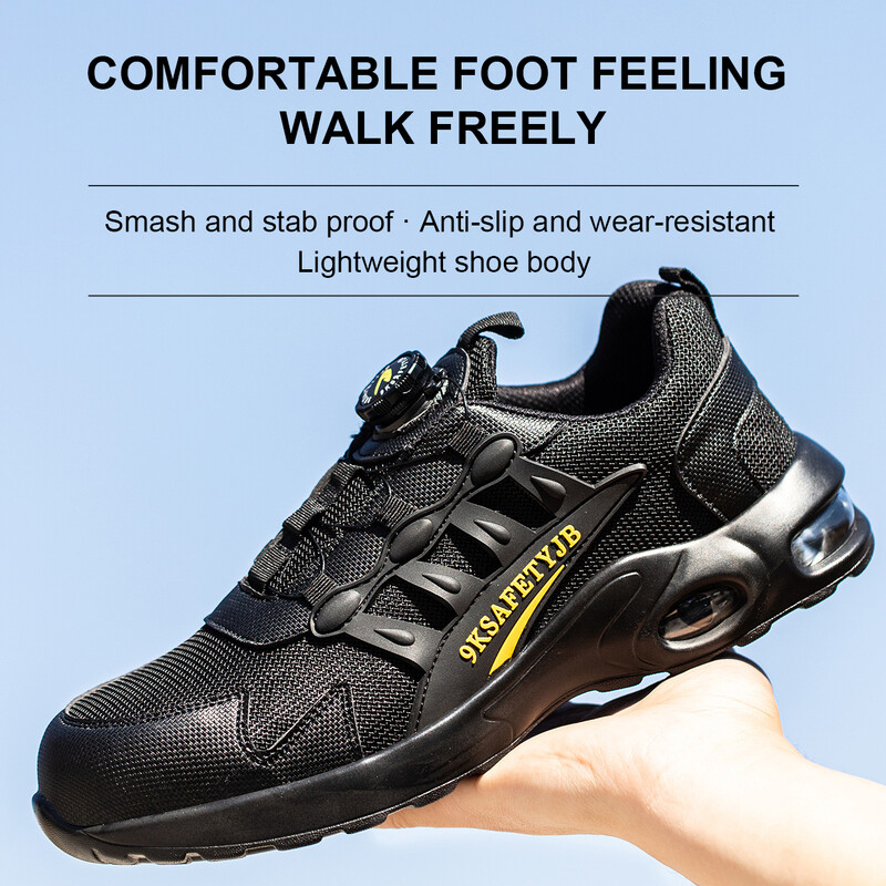 Încălțăminte de protecție de securitate pentru muncă de vară pentru bărbați, femei, pantofi de muncă ușoare, pantofi de bărbați respirabili, butoane, șireturi, pantofi de siguranță