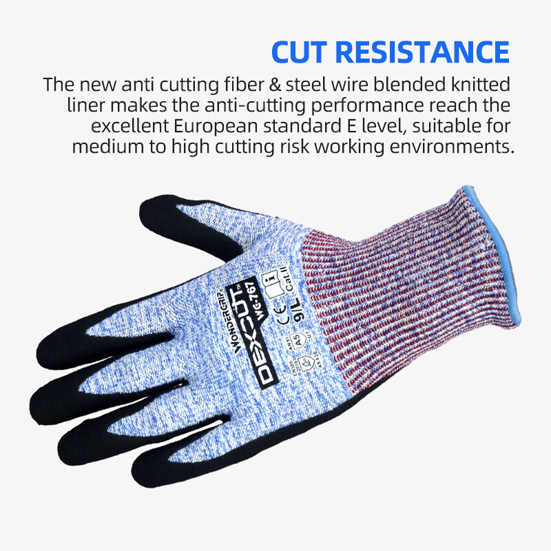 Wonder Grip Level E/A5 lõikekindel ja ohutu töökindad, 13-mõõtmeline paksendatud vooder ja nitriilist peopesa kate, väga kulumiskindel