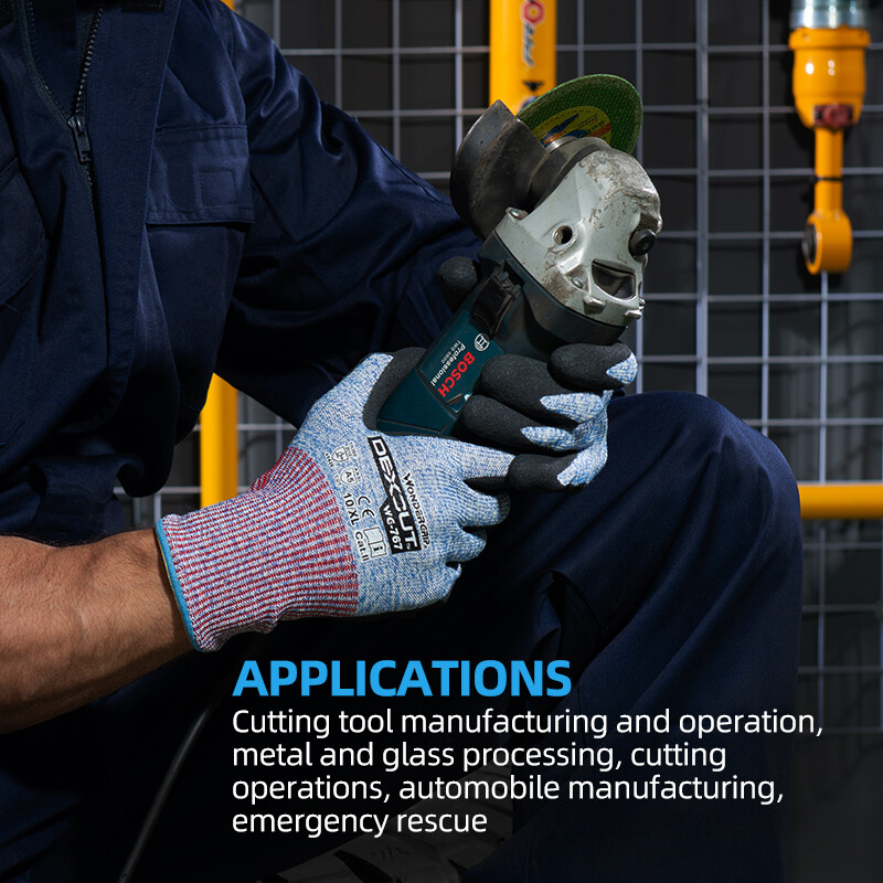 Wonder Grip Level E/A5 lõikekindel ja ohutu töökindad, 13-mõõtmeline paksendatud vooder ja nitriilist peopesa kate, väga kulumiskindel