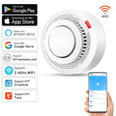 Tuya Smart WiFi Senzor de fum Protecție la incendiu Detector de fum 85dB Sistem de securitate sonoră Pompieri Smartlife APP Control