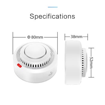 Tuya Smart WiFi Smoke Sensor Fire Protector Ανιχνευτής καπνού 85dB Sound Security System Fireighters Smartlife APP Control