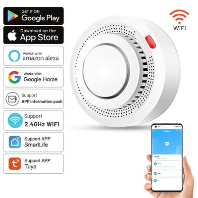 Tuya Smart WiFi suitsuandur tulekaitse suitsuandur 85dB heli turvasüsteem tuletõrjujad Smartlife APP Control