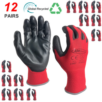 NMSafety 12 Pairs Professionaalsed töökaitsekindad Meestele Ehitus Naiste Aed Nailonist jooksukindad Saadud CE EN388
