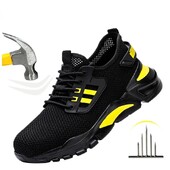 Muške zaštitne radne čizme s čeličnim prstima Lagane prozračne sigurnosne čizme za ležerne tenisice, otporne na ubod, neklizajuće