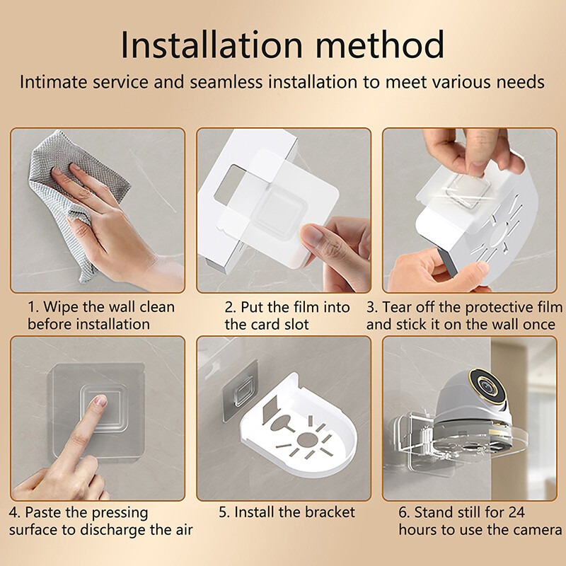 Безпробивна стойка за охранителна камера за наблюдение Нова безследена монтирана на стена скоба Домашно самозалепващо се устройство за фиксиране без пробиване 1 бр.