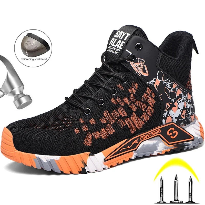 Нови работни предпазни ботуши Мъжки работни ботуши Предпазни стоманени обувки Мъжки обувки против разбиване и против пробиване Неразрушими обувки с високо качество