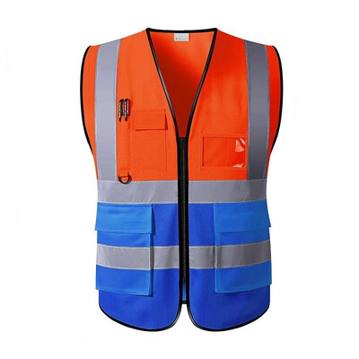 Țesătură respirabilă Vestă de siguranță cu reflectare înaltă, cu mai multe buzunare, pentru traficul feroviar, pentru mineri de cărbuni, uniforme pentru lucru, curse, alergare, 6 culori