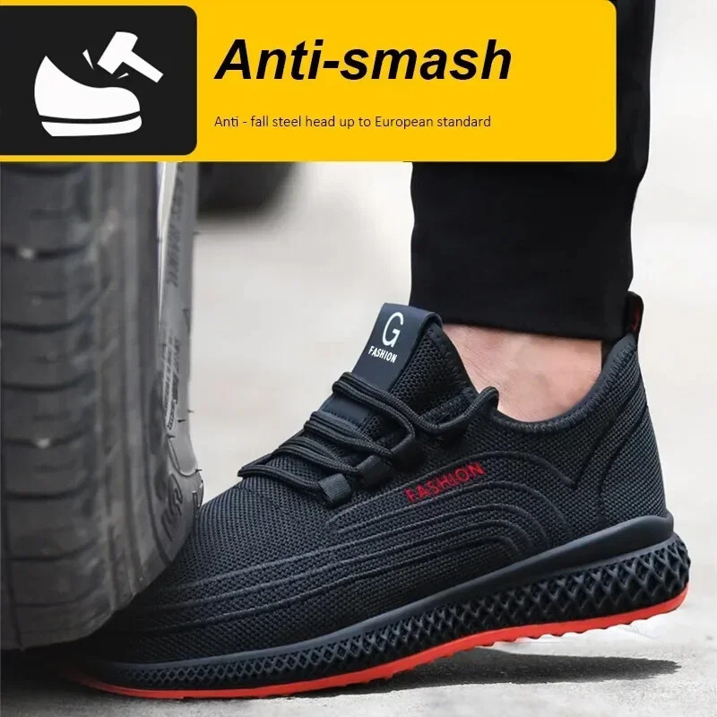 Fashion Air Mesh Pantofi de lucru cu vârf de oțel Pantofi de lucru respirabili Femei Bărbați Pantofi de siguranță Cizme de siguranță ușoare rezistente la perforare