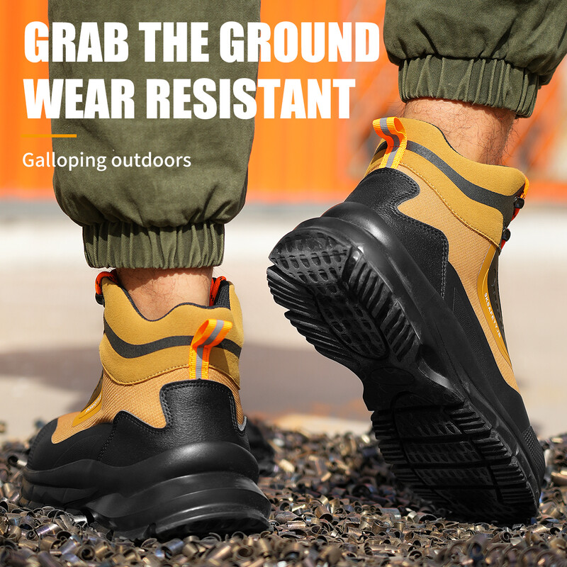 Kerged turvasaapad Meeste Turvas Terasest varbaga tööjalatsid Katkumatud ohutusjalatsid Meeste kaitsvad töösaapad, suur suurus 47 48