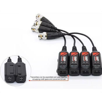 1 Pairs AHD/CVI/TVI 8MP 4K Twisted BNC Balun παθητικός πομποδέκτης UTP Balun BNC Cat5 CCTV UTP Video